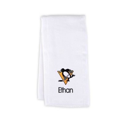 Pittsburgh Penguins Infant Personalized Burp Cloth - White