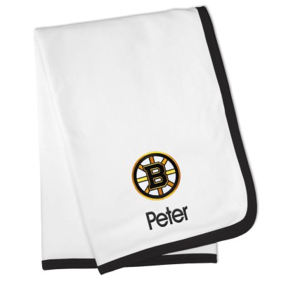 Boston Bruins Personalized Baby Blanket - White