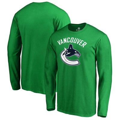 Vancouver Canucks Kelly Green Team Primary Logo Long Sleeve T-Shirt