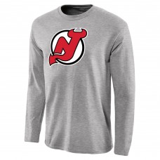 Футболка с длинным рукавом New Jersey Devils Ash Team Primary Logo