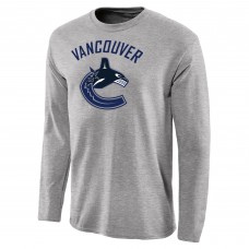 Vancouver Canucks Ash Team Primary Logo Long Sleeve T-Shirt