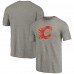 Calgary Flames Ash Distressed Team Logo Tri-Blend T-Shirt