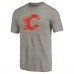 Calgary Flames Ash Distressed Team Logo Tri-Blend T-Shirt