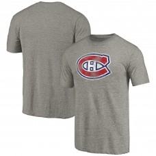 Montreal Canadiens Ash Distressed Team Logo Tri-Blend T-Shirt