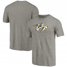 Nashville Predators Ash Distressed Team Logo Tri-Blend T-Shirt