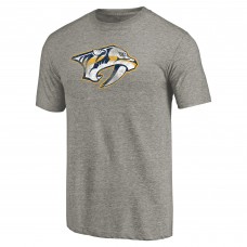 Nashville Predators Ash Distressed Team Logo Tri-Blend T-Shirt