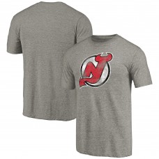 Футболка New Jersey Devils Ash Distressed Team Logo Tri-Blend