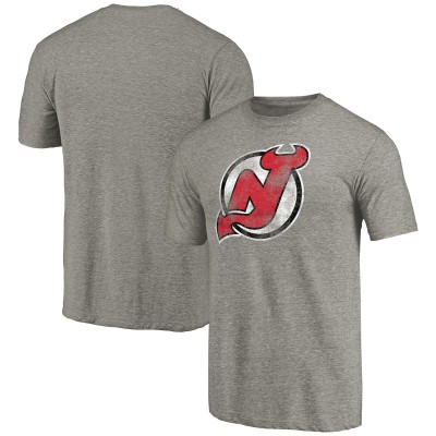 Футболка New Jersey Devils Ash Distressed Team Logo Tri-Blend