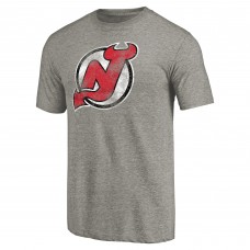Футболка New Jersey Devils Ash Distressed Team Logo Tri-Blend