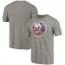 New York Islanders Ash Distressed Team Logo Tri-Blend T-Shirt