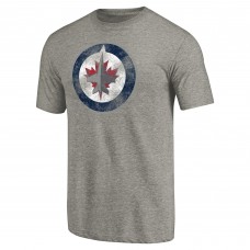 Футболка Winnipeg Jets Distressed Team Logo Tri-Blend - Ash