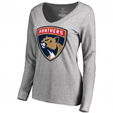 Футболка Florida Panthers Womens New Logo Long Sleeve V-Neck - Heather Gray