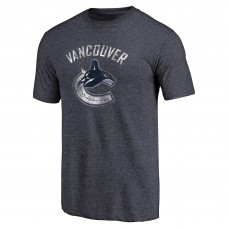 Vancouver Canucks Navy Distressed Team Primary Logo Tri-Blend T-Shirt