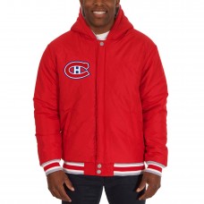 Montreal Canadiens JH Design Two-Tone Reversible Fleece Hooded Jacket - Red/Gray