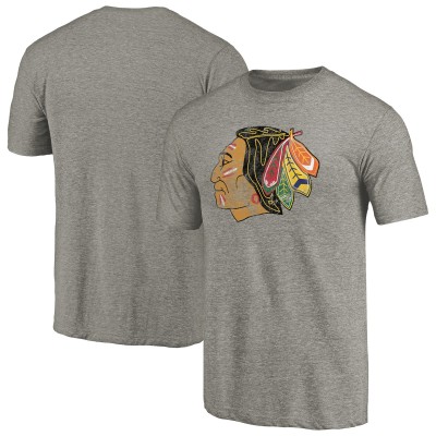 Футболка Chicago Blackhawks Throwback Logo 1960-1961 Tri-Blend - Ash