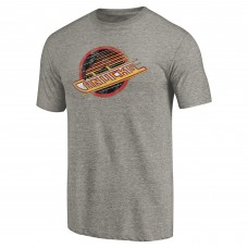 Vancouver Canucks Ash Throwback Logo 1985-1986 Tri-Blend T-Shirt