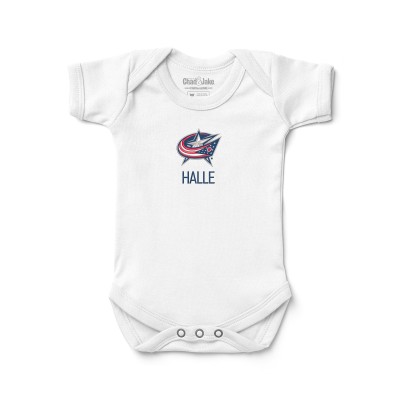 Малышам Columbus Blue Jackets White Personalized Bodysuit