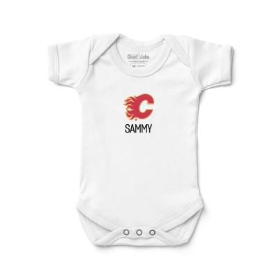 Малышам Calgary Flames White Personalized Bodysuit