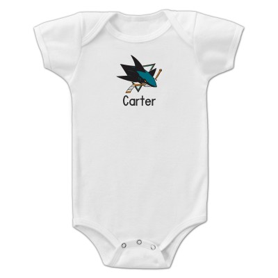 Малышам San Jose Sharks White Personalized Bodysuit