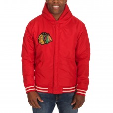 Chicago Blackhawks JH Design Reversible Fleece Varsity Hooded Jacket - Red