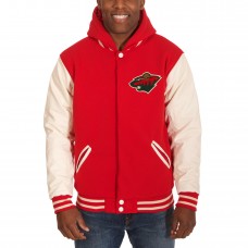 Minnesota Wild JH Design Reversible Fleece Varsity Hooded Jacket - Red