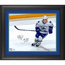 Autographed Vancouver Canucks Brock Boeser Fanatics Authentic Framed 16 x 20 NHL Debut Skating Photograph with NHL Debut 3/25/17 Inscription
