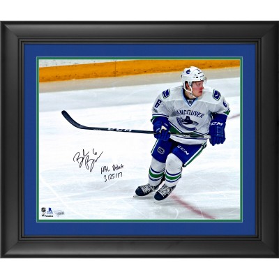 Autographed Vancouver Canucks Brock Boeser Fanatics Authentic Framed 16 x 20 NHL Debut Skating Photograph with NHL Debut 3/25/17 Inscription