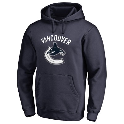 Vancouver Canucks Navy Primary Logo Fitted Pullover Hoodie