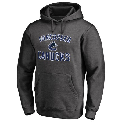 Vancouver Canucks Heather Charcoal Victory Arch Team Fitted Pullover Hoodie