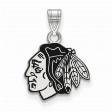 Chicago Blackhawks Womens Sterling Silver Small Enamel Pendant