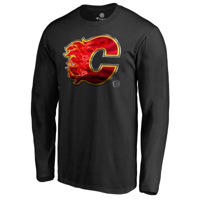 Calgary Flames Black Midnight Mascot Long Sleeve T-Shirt