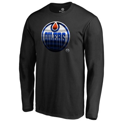 Футболка с длинным рукавом Edmonton Oilers Black Midnight Mascot