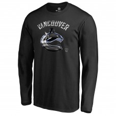 Vancouver Canucks Black Midnight Mascot Long Sleeve T-Shirt