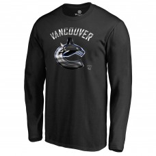 Vancouver Canucks Black Midnight Mascot Long Sleeve T-Shirt