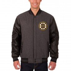 Двусторонняя куртка Boston Bruins JH Design Wool & Leather Front Hit - Charcoal/Black