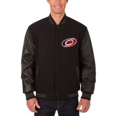 Куртка на кнопках Carolina Hurricanes JH Design Black Reversible Wool & Leather