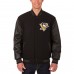 Pittsburgh Penguins JH Design Black/Charcoal Wool & Leather Front Hit Reversible Jacket