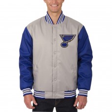 St. Louis Blues JH Design Front Hit Poly Twill Jacket - Gray