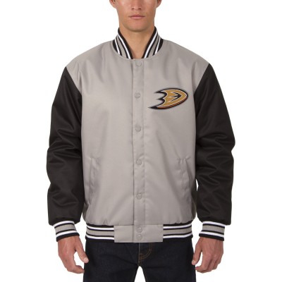 Anaheim Ducks JH Design Front Hit Poly Twill Jacket - Gray - оригинальная атрибутика Анахайм Дакс