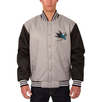 San Jose Sharks JH Design Front Hit Poly Twill Jacket - Gray