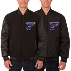 St. Louis Blues JH Design Black Two Hit Wool & Leather Reversible Jacket