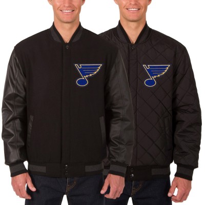 St. Louis Blues JH Design Black Two Hit Wool & Leather Reversible Jacket