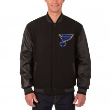 St. Louis Blues JH Design Black Two Hit Wool & Leather Reversible Jacket