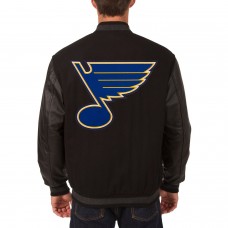 St. Louis Blues JH Design Black Two Hit Wool & Leather Reversible Jacket