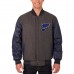 St. Louis Blues JH Design Charcoal/Navy Two Hit Wool & Leather Reversible Jacket