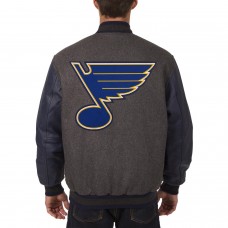 St. Louis Blues JH Design Charcoal/Navy Two Hit Wool & Leather Reversible Jacket