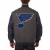 St. Louis Blues JH Design Charcoal/Navy Two Hit Wool & Leather Reversible Jacket