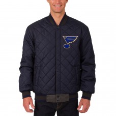 St. Louis Blues JH Design Charcoal/Navy Two Hit Wool & Leather Reversible Jacket