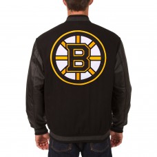 Куртка Boston Bruins JH Design Two Hit Wool & Leather - Black Куртка Boston Bruins JH Design Two Hit Wool & Leather - Black
