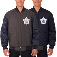 Двусторонняя куртка Toronto Maple Leafs JH Design Two Hit Wool & Leather - Charcoal/Navy